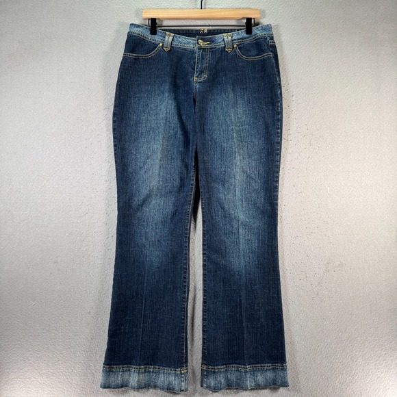 Vintage Fubu Flared Jeans Women 13-14 Blue Medium Wash‎ Denim Flap Pocket Trendy - Picture 1 of 15